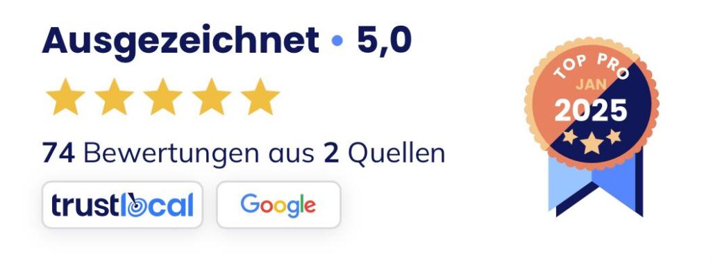 Hochzeitsfotograf Berlin Trustbadge Google und Trust Local 5 Sterne bewertungen